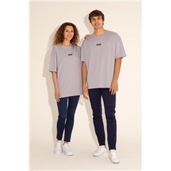 Erkek Oversize Fit Bisiklet Yaka Gri Tişört