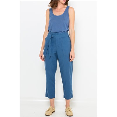 Camiseta de tirantes de lino Azul