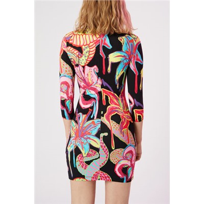 Vestido slim manga 3/4