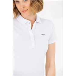 Kadın Beyaz Basic Polo Yaka Tişört