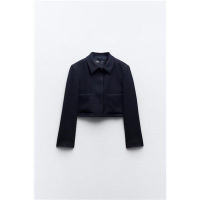 SHORT BLAZER WITH SHIRT COLLAR