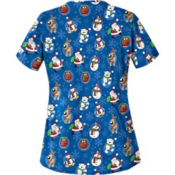 UA Christmas Crush Royal Print Scrub Top