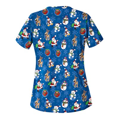UA Christmas Crush Royal Print Scrub Top