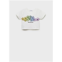 Camiseta crop estampada
