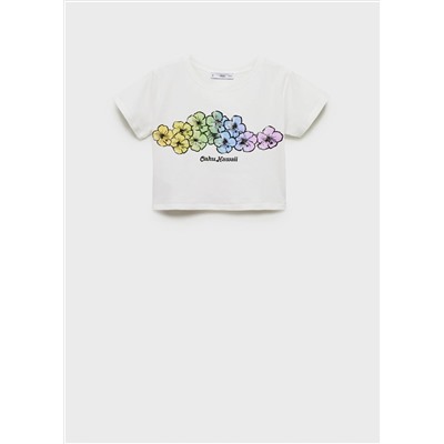 Camiseta crop estampada