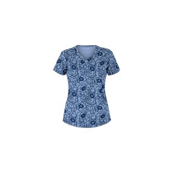 Advantage STRETCH by Butter-Soft™ Floral Conversation Navy Stretch Scrub Top