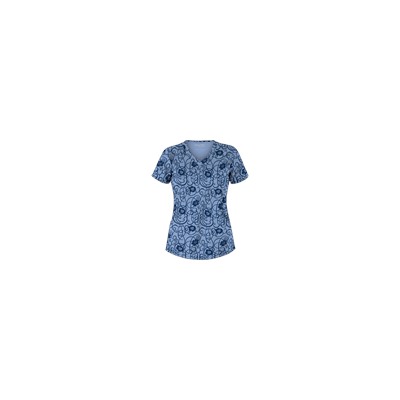 Advantage STRETCH by Butter-Soft™ Floral Conversation Navy Stretch Scrub Top