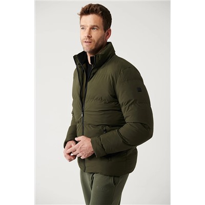 Avva Erkek Haki Dik Yaka Su İtici Rüzgar Geçirmez Kapitone Comfort Fit Rahat Kesim Şişme Mont E006012