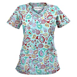UA Gypsy Jewel Angel Blue Scrub Top