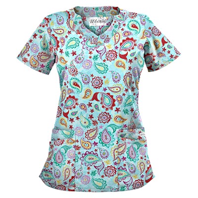 UA Gypsy Jewel Angel Blue Scrub Top