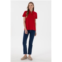 Kadın Kırmızı Basic Polo Yaka Tişört