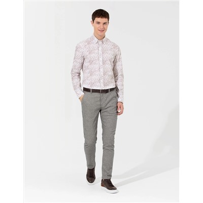 Bej Slim Fit Uzun Kollu Gömlek