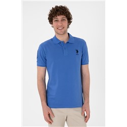 Erkek Slim Fit Polo Yaka İndigo Basic Tişört
