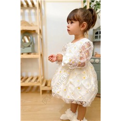 penu baby kids Beyaz Papatya Uzun Kol Kız Bebek Elbise - Elisa Papatya1
