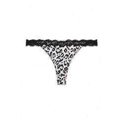 Tanga animal print encaje negro