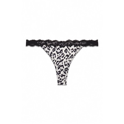 Tanga animal print encaje negro
