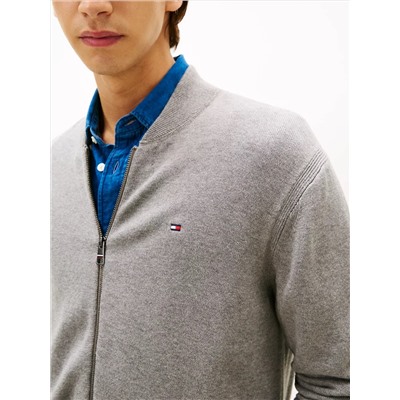 Cotton Zip Baseball Cardigan