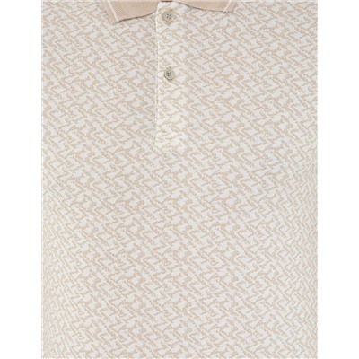 Bej Slim Fit Baskılı Polo Yaka Tişört
