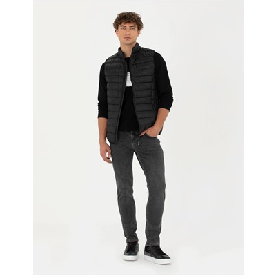 Siyah Slim Fit Kapitone Şişme Yelek