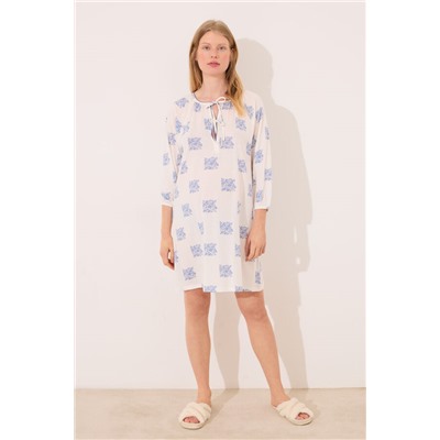 Camisón corto "maternity" blanco estampado boho