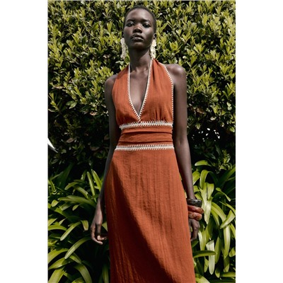 EMBROIDERED MIDI DRESS