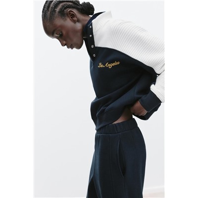 CONTRAST CHUNKY KNIT SWEATSHIRT