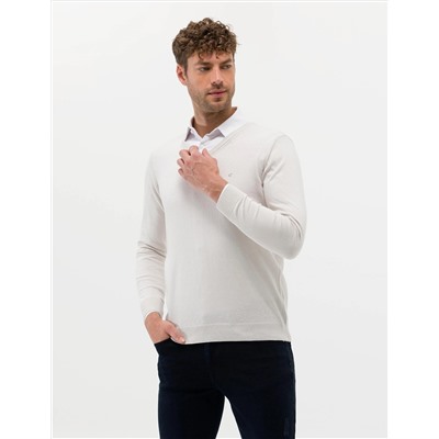 Taş Slim Fit V Yaka Basic Triko Kazak