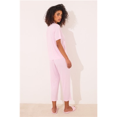 Pijama camisero Capri viscosa rosa