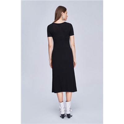 Vestido efecto doble prenda Negro