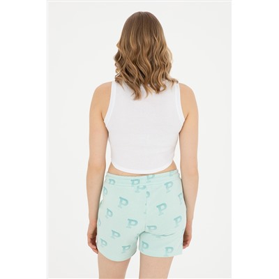 Kadın Beyaz Bisiklet Yaka Crop Basic Tişört