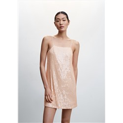 Vestido corto lentejuelas semitransparente