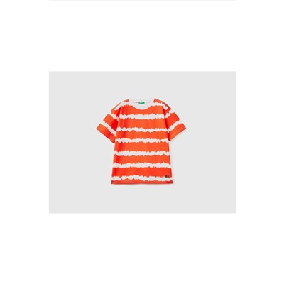 United Colors of Benetton Erkek Çocuk 88h Batik Desenli Penye T-shirt Kırmızı 223P35KEC10FU