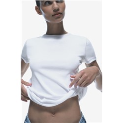 T-SHIRT WITH CONTRASTING RIBBED TRIMS