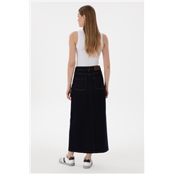 Kadın Koyu Mavi Jean Maxi Boy Etek
