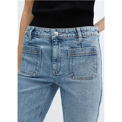 Jeans flare crop bolsillos