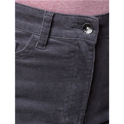 Укороченные эластичные брюки слим из микро вельвета