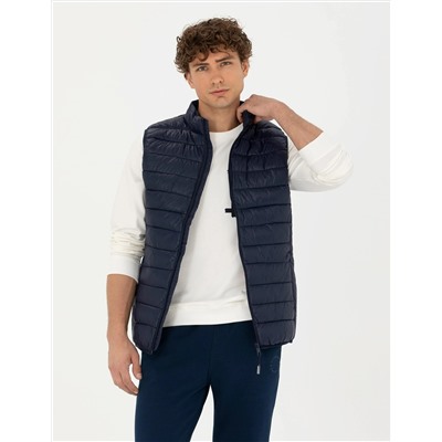 Lacivert Slim Fit Kapitone Şişme Yelek