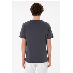 Erkek Regular Fit Bisiklet Yaka Antrasit Basic Tişört