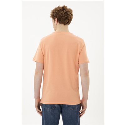 Erkek Regular Fit Bisiklet Yaka Somon Basic Tişört