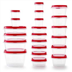 Rubbermaid Easy Find Vented Lids Food Storage Containers, Set of 21 (42 Pieces Total), Racer Red