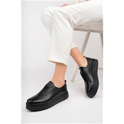 Deripabuc Hakiki Deri Siyah Kadın Deri Sneaker Dp38-2610 DP38-2610
