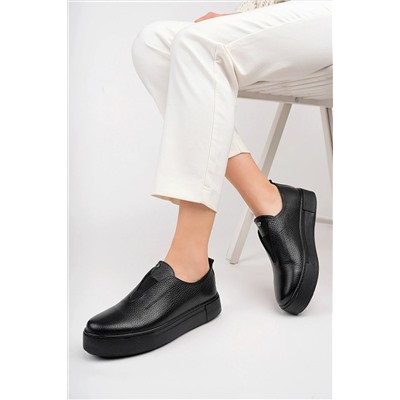 Deripabuc Hakiki Deri Siyah Kadın Deri Sneaker Dp38-2610 DP38-2610