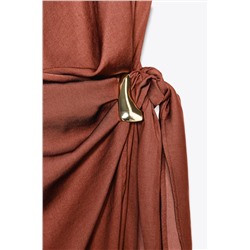 GOLD APPLIQUÉ HALTER MINI DRESS
