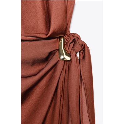 GOLD APPLIQUÉ HALTER MINI DRESS