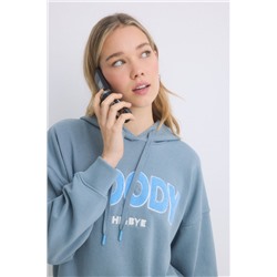 Sudadera capucha felpa algodón gris