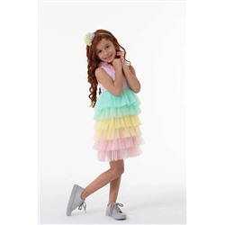 Colorinas Rainbow Tutu Elbise Kısa Kol Pembe A17363