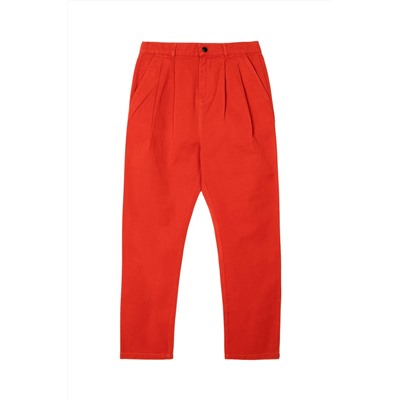 Pantalón carrot 7/8 de tiro alto Rojo teja