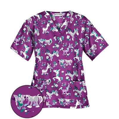 UA Frolic In The Flowers Berry Burst Scrub Top