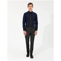 Lacivert Slim Fit Uzun Kollu Klasik Gömlek