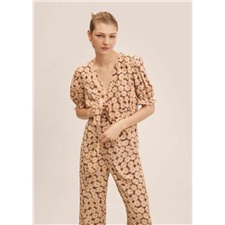 Mono estampado manga abullonada -  Mujer | MANGO OUTLET España